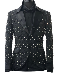 Barabas men's dinner rhinestone slim fit black blazer