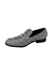 Bolano Silver Glitter & Spike Formal Loafer