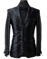 Blu Martini Ribbed Leather Blazer