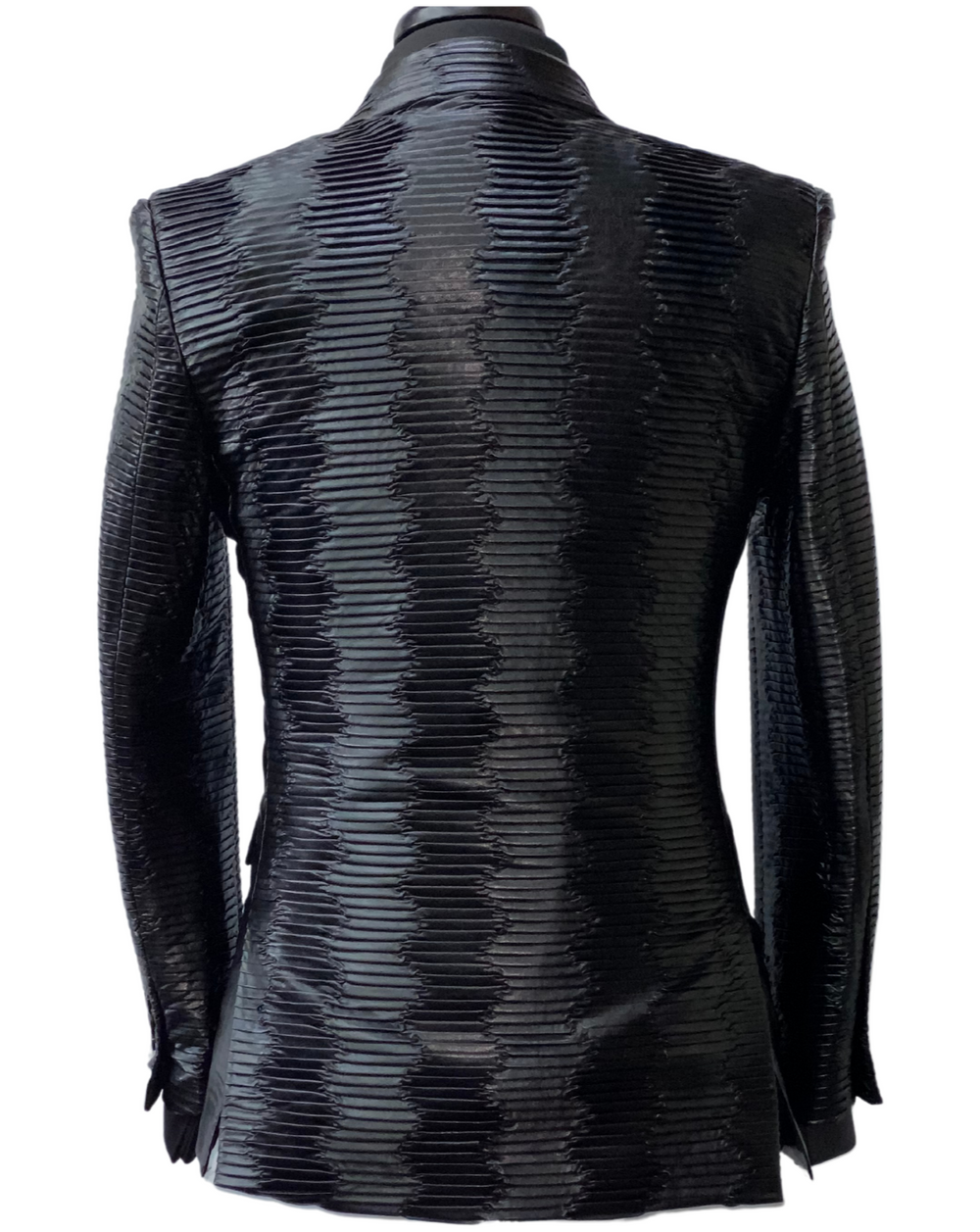 Blu Martini Ribbed Leather Blazer