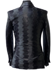 Blu Martini Ribbed Leather Blazer