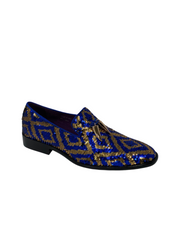 After Midnight Royal Blue & Gold Sequin Formal Loafer