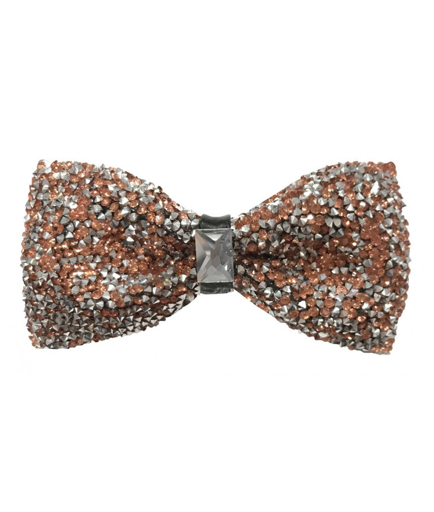 Peach & Silver Studded Bow Tie