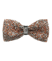 Peach & Silver Studded Bow Tie