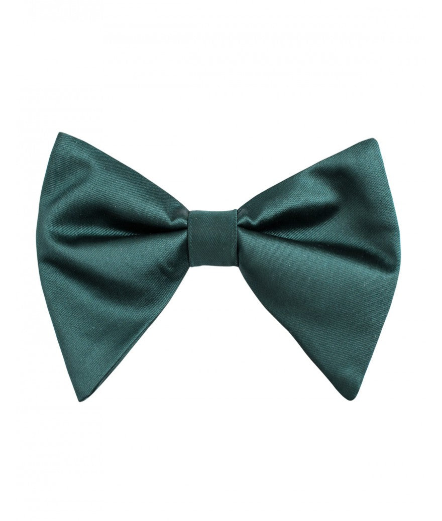 Hunter Green Satin Long Bow-Tie & Pocket Square