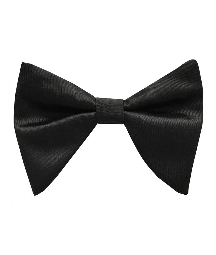Black Satin Long Bow-Tie & Pocket Square
