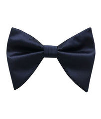 Navy Blue Satin Long Bow Tie & Pocket Square
