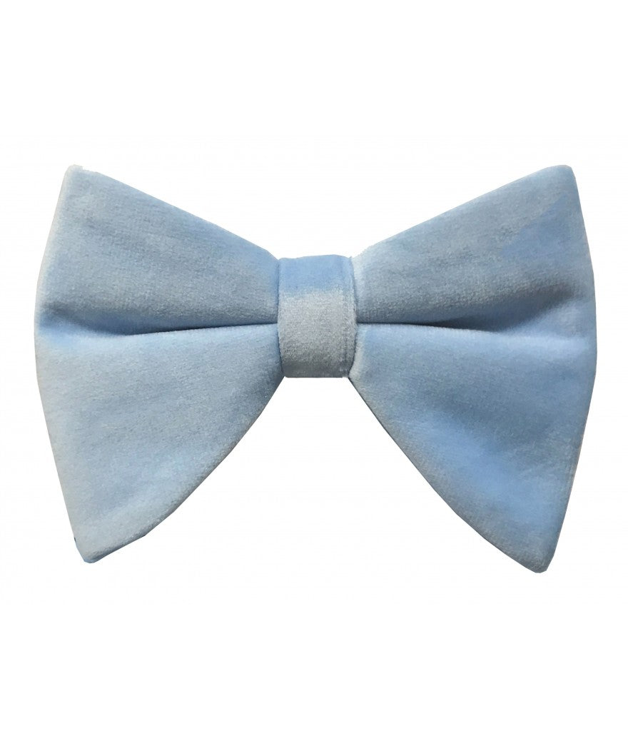 Sky Blue Velvet Long Bow Tie & Pocket Square