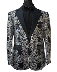 Empire Black & Silver Geometric Sequin Design Formal Blazer