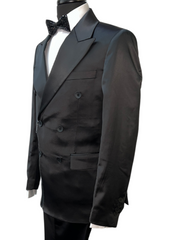 Biarelli Formal Double Breasted Black Satin Suit