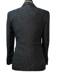 Barabas Black Lace & Black Rhinestone Formal Blazer