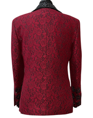 Barabas Red Lace & Black Rhinestone Formal Blazer
