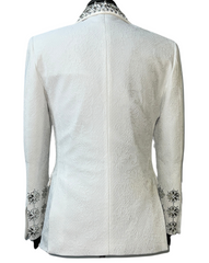 Barabas White Lace & Silver Rhinestone Formal Blazer