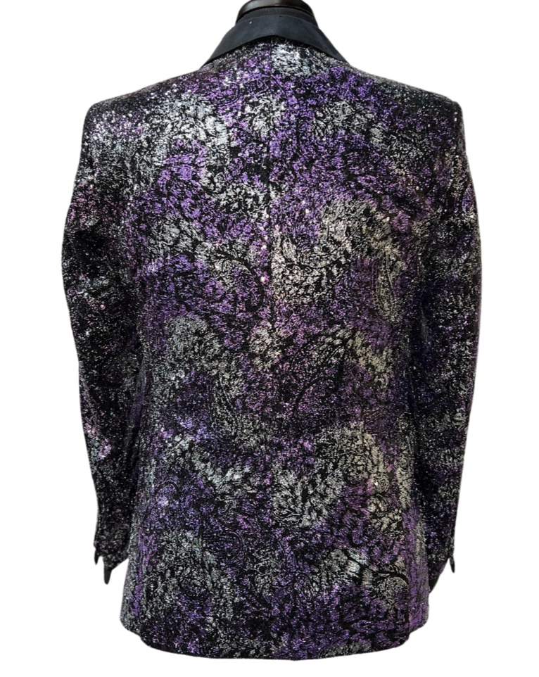 Blu Martini Black, Silver & Purple Glitter Sparkle Formal Blazer