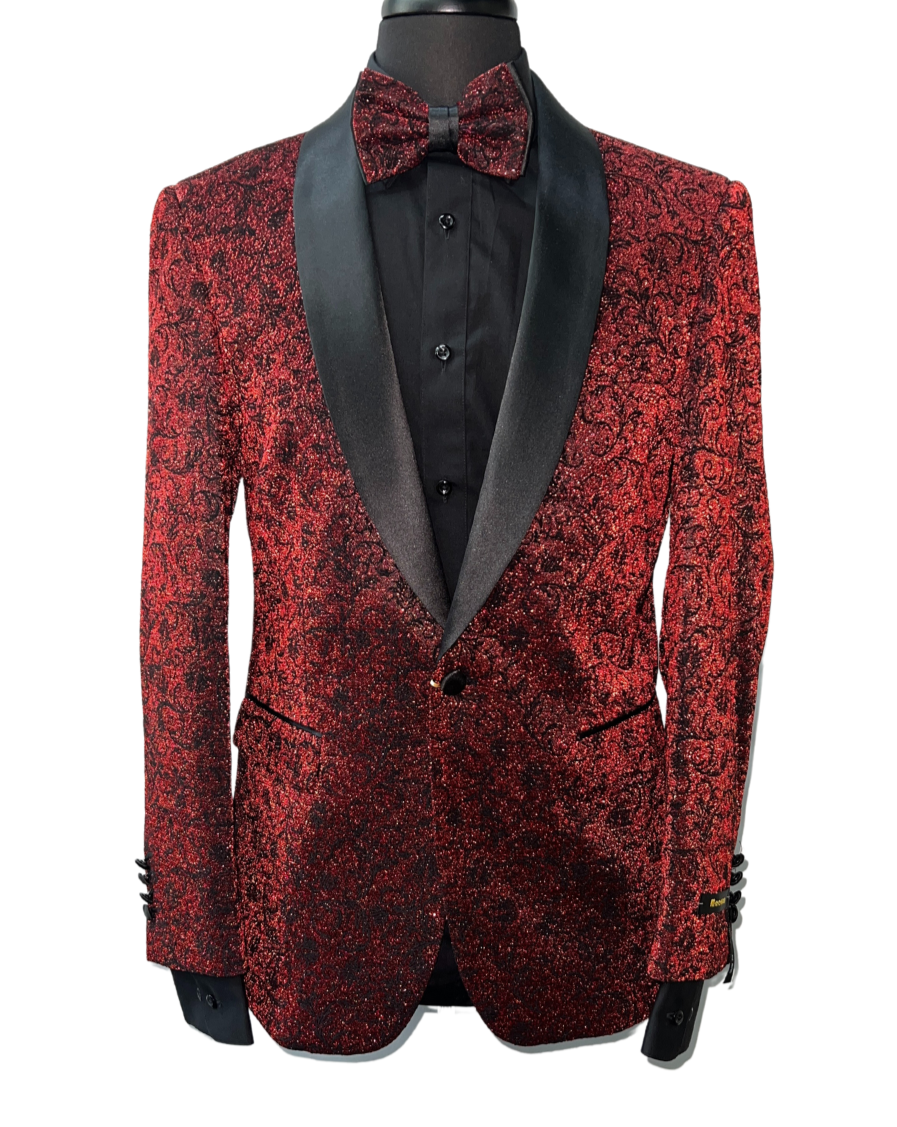 Needle & Stitch black & red glitter formal blazer