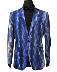 Cielo Blue & Grey Design Formal Blazer
