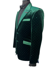 Barbaras Velvet & Rhinestone Emerald Green Blazer