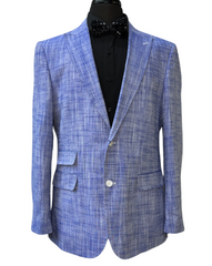 Biarelli Blue & White Tweed Print Blazer