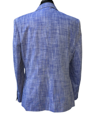 Biarelli Blue & White Tweed Print Blazer