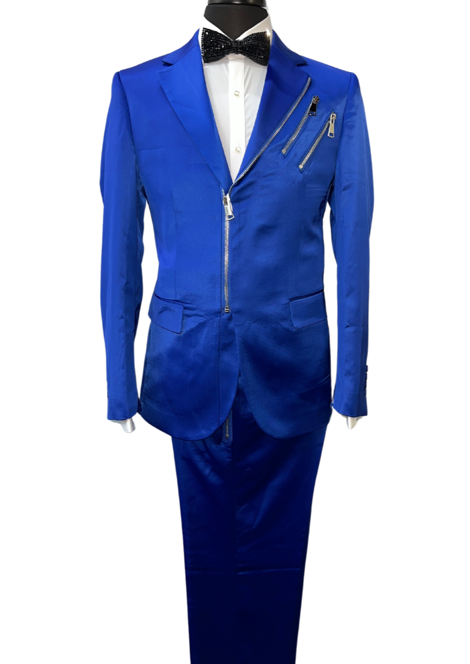 Biarelli Formal Royal Blue Satin Suit