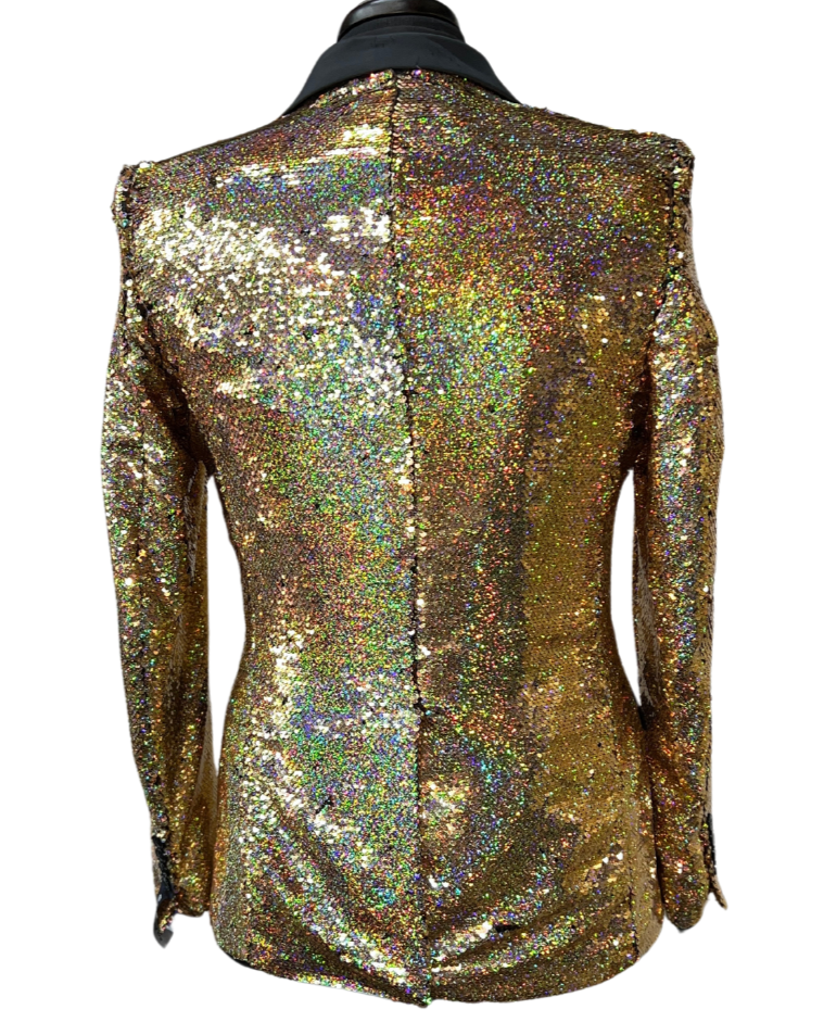 Barabas Black & Gold Irredecent Sequin Blazer