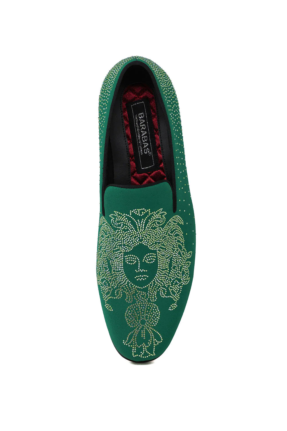 Barabas Green Medusa rhinestone slip-on loafer
