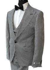 Giovanni Testi Black and White Houndstooth 3-Piece Suit