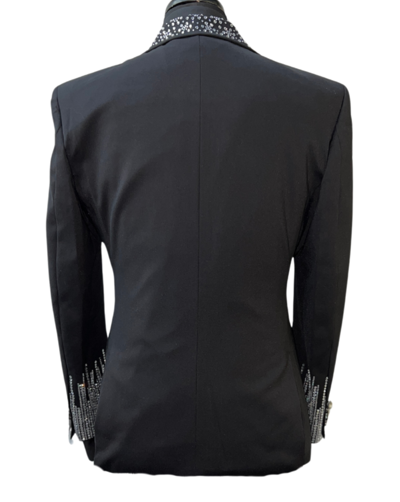 Barocco SU447-B Black Rhinestone Embellished Suit