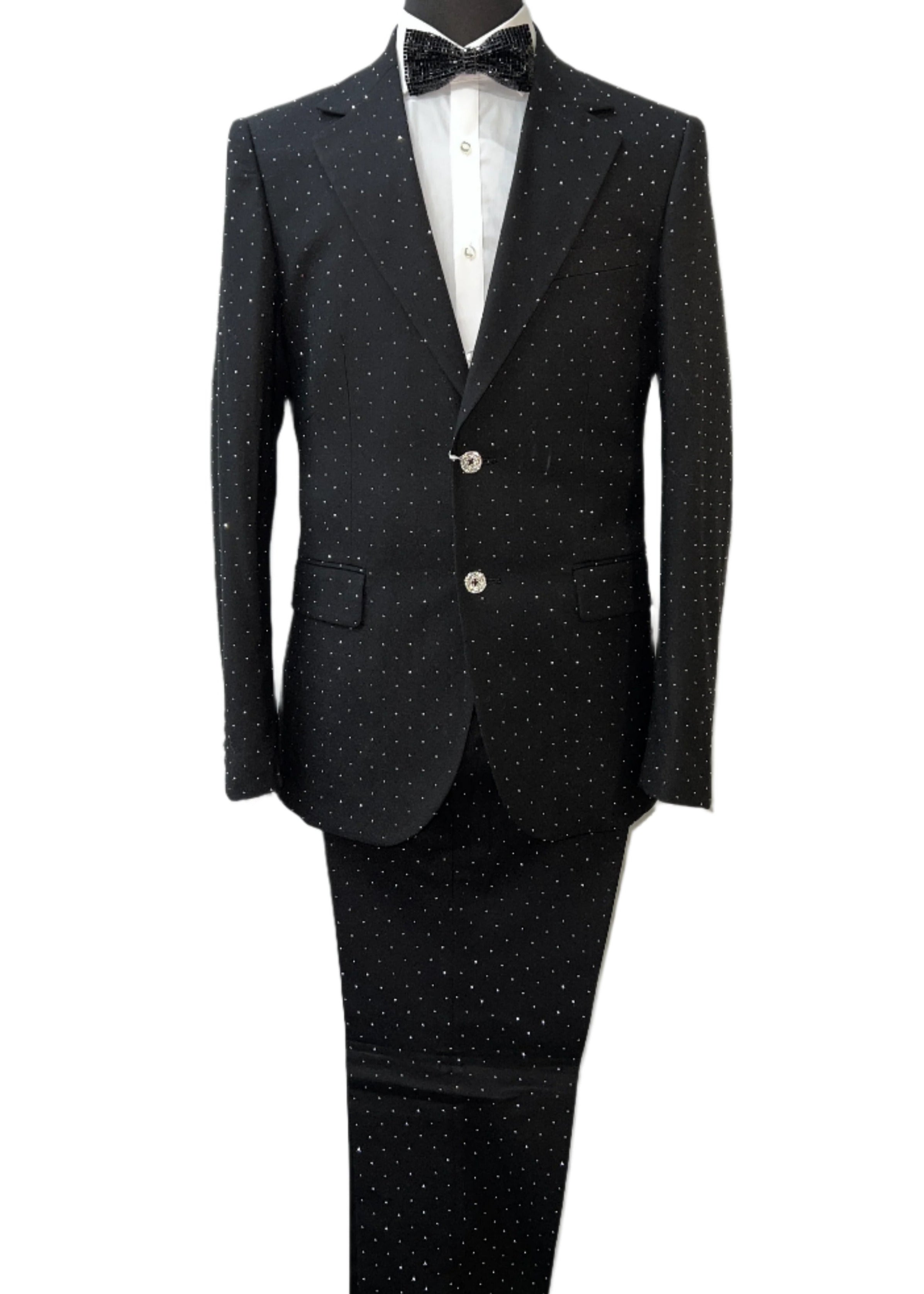 Biarelli BLX-5017 Black Rhinestone Suit