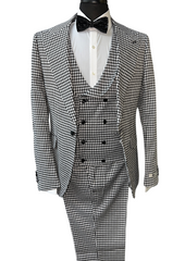 Giovanni Testi Black and White Houndstooth 3-Piece Suit
