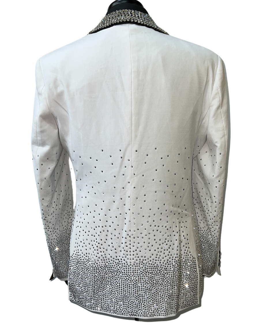 Barabas White & Black Rhinestone Formal Blazer