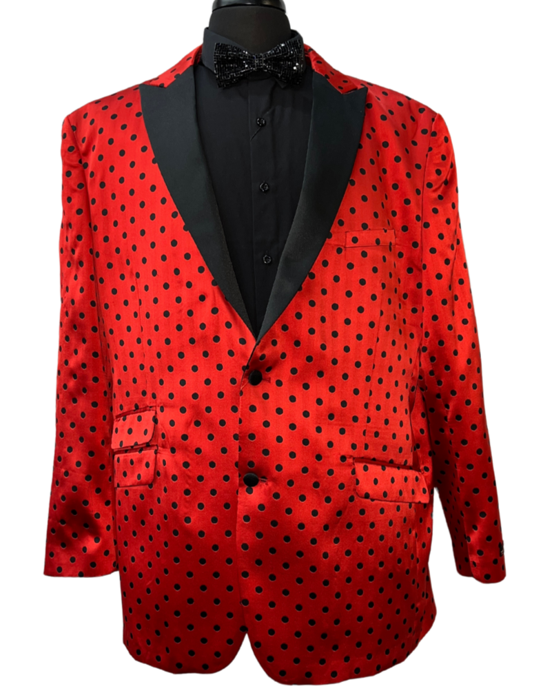Manzini Red with Black Contrasting Polka Dot Satin Blazer