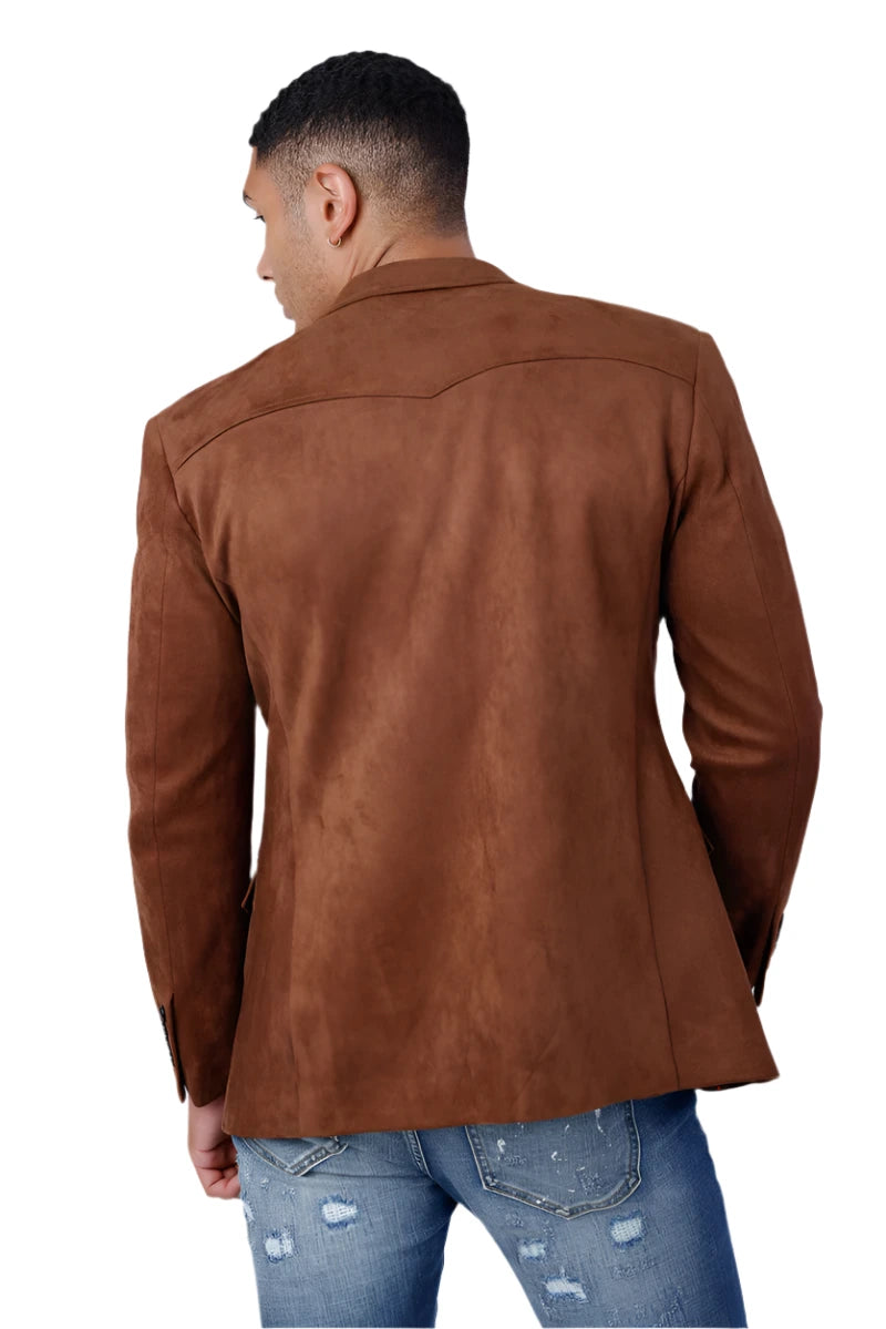 Barabas Brown Suede 4BL56-BR Blazer
