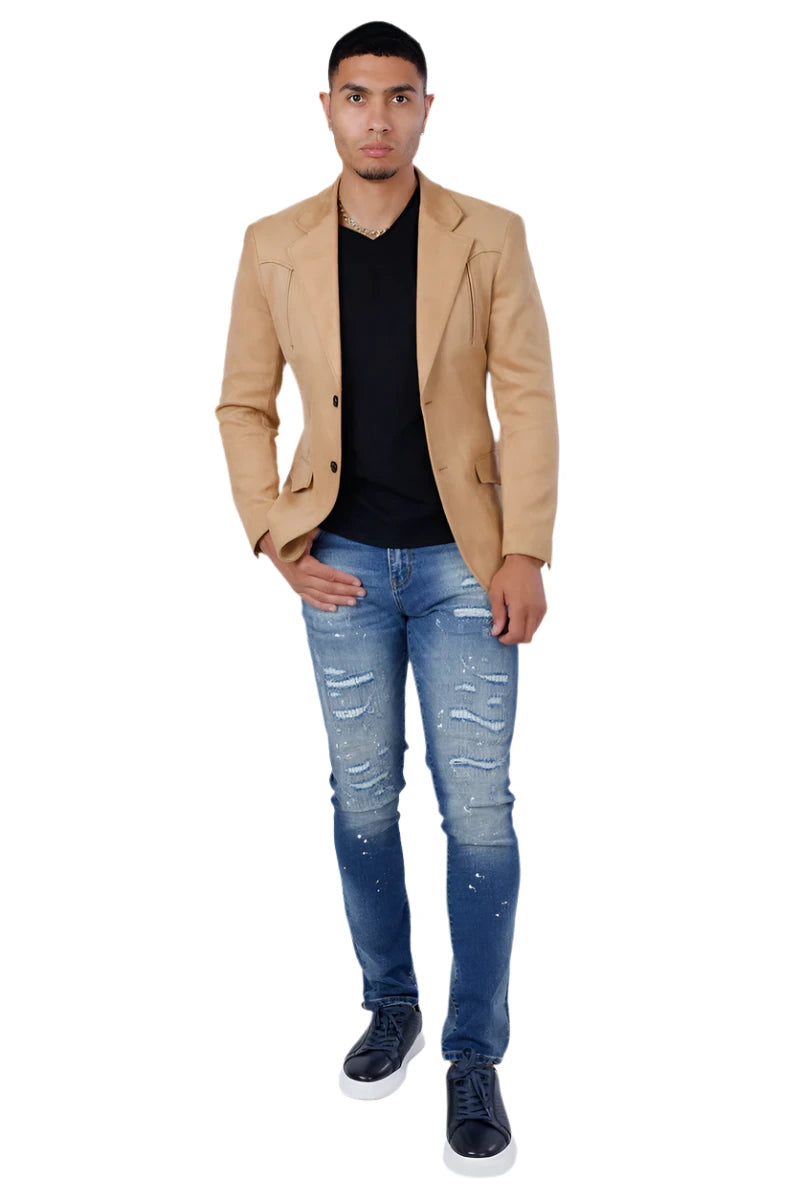 Barabas Khaki Suede 4BL56-K Blazer