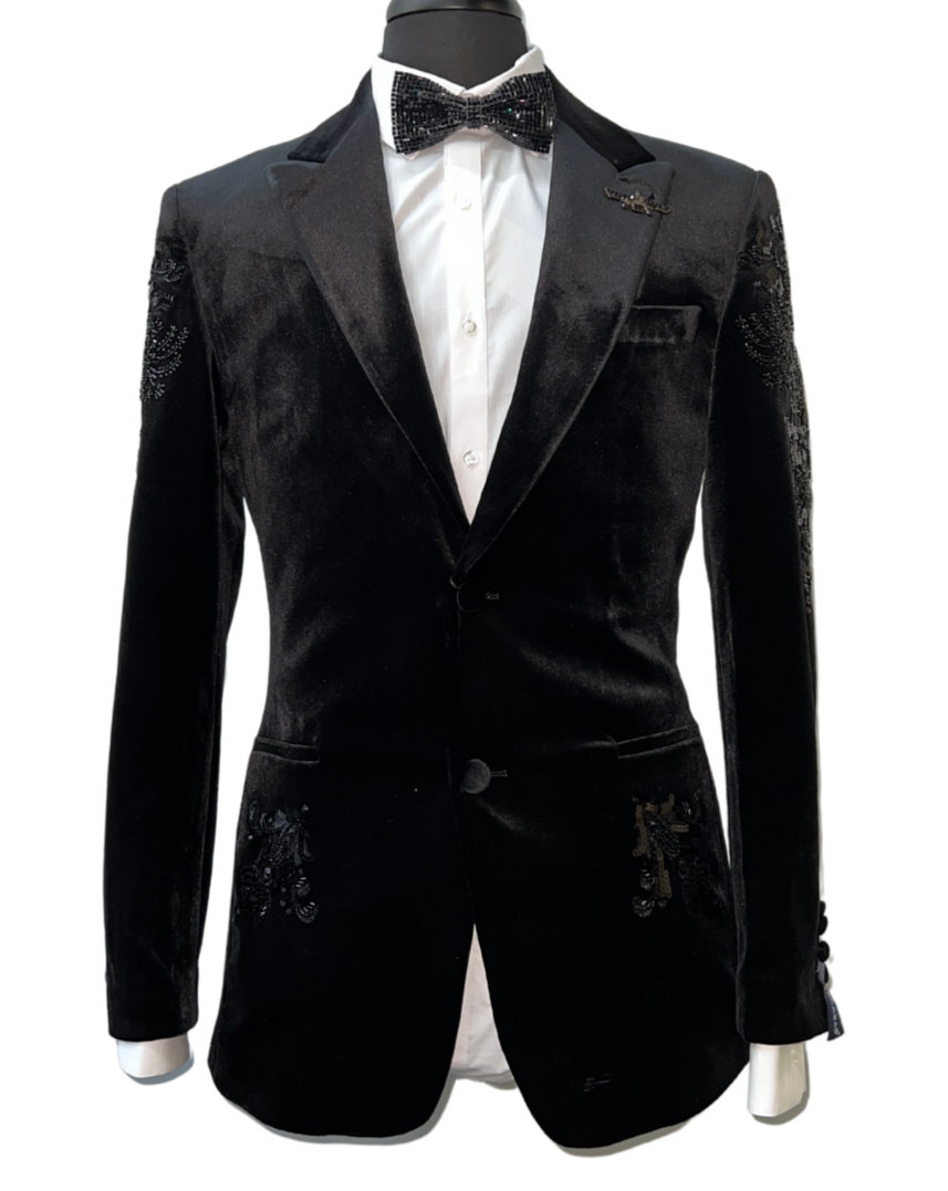 Barabas premium black velvet men's blazer 