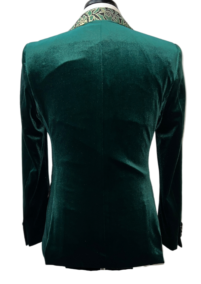 Biarelli Formal Double Breasted Forest Green Velvet Suit
