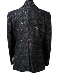 Giovanni Testi Black & Silver Sequin Embroidered Formal Blazer