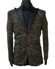 Blu Martini Black & Gold Glitter Design Formal Blazer