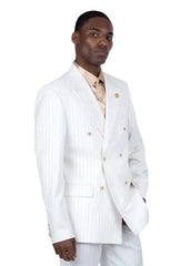 Barabas 5SU39-W White & Gold Pinstripe Suit