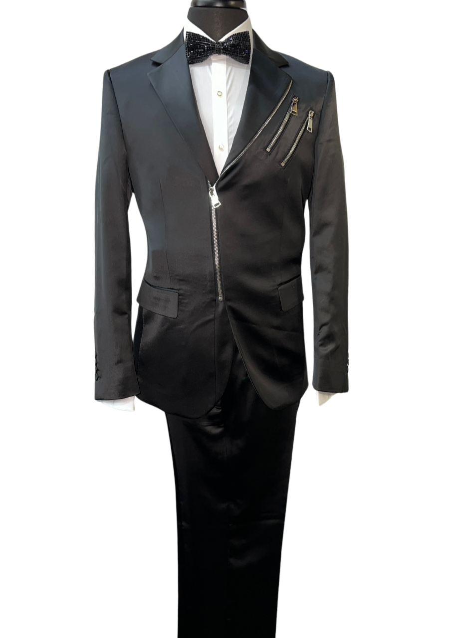 Biarelli Formal Black Satin Suit