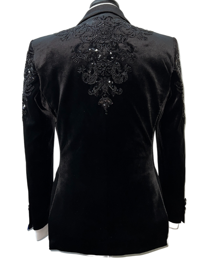 Barabas premium black velvet men's blazer