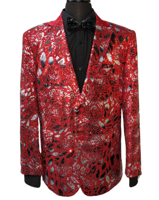 Blu Martini Red Shiny Glitter Formal Blazer 