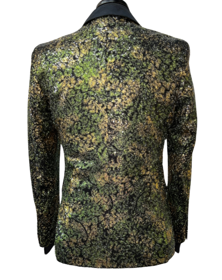 Blu Martini Black & Green Shiny Glitter Formal Blazer