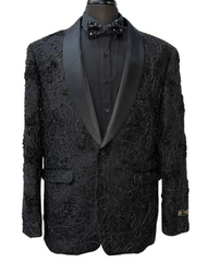 Empire Black Floral & Beaded Embroidered Formal Blazer