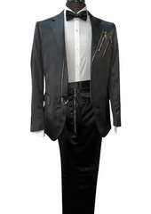 Biarelli Formal Black Satin Suit
