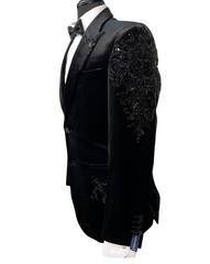 Barabas premium black velvet men's blazer