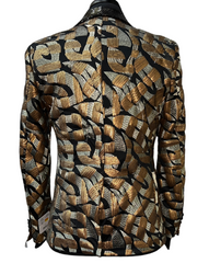Giovanni Testi Black & Gold Multi Sequin Embroidered Formal Blazer