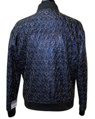 Blu Martini Black & Deep Blue Lace Design Zip-Up Jacket