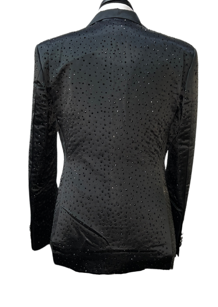 Barocco Black Rhinestone Embellished Satin Suit