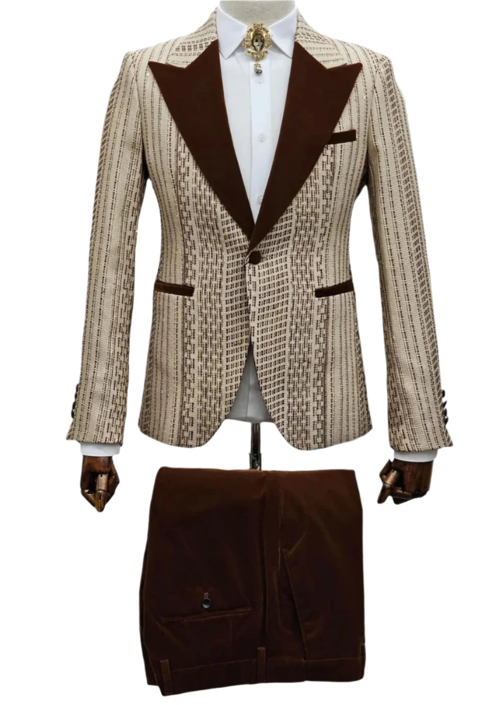 Giovanni Testi EF1PX-2731 Brown & Creme Suit